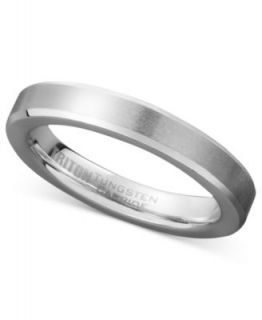 Triton White Tungsten Ring, 3mm Wedding Band   Rings   Jewelry & Watches