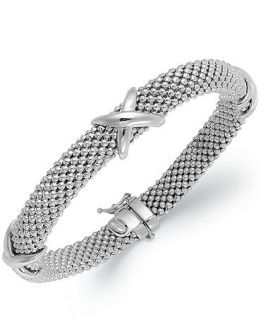 Sterling Silver Bracelet, Mesh X Accent Bangle   Bracelets   Jewelry & Watches