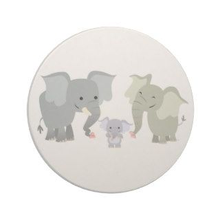 Cute Cartoon Elephant Family Coaster