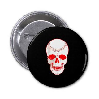 Baseball Skull Black Button