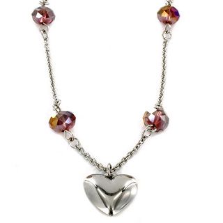 West Coast Jewelry Stainless Steel Heart and Crystal Necklace West Coast Jewelry Fashion Necklaces