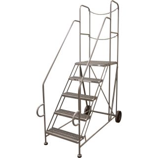 Cotterman Straddle Trailer Ladder w/CAL OSHA Rail Kit —  5 Step  Rolling Ladders   Platforms