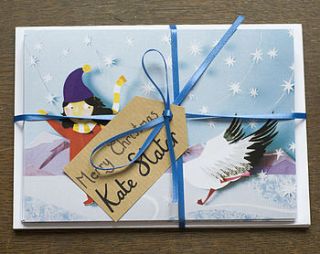 personalised girl and goose christmas cards by kate slater