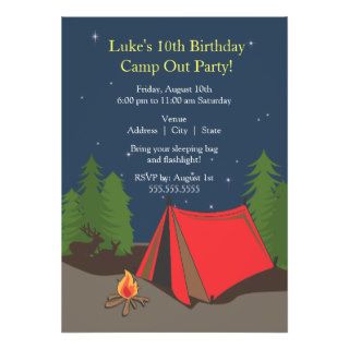Camping Birthday Party  Boy Announcement