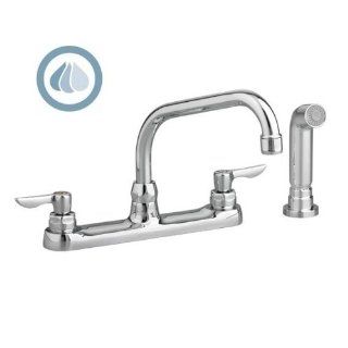 American Standard 6408.141.002 Monterrey Top Mount 1.5 Gpm Gooseneck Kitchen Faucet with VR Metal Lever Handles and Color Matched Side Spray, Polished Chrome   Bathroom Sink Faucets  