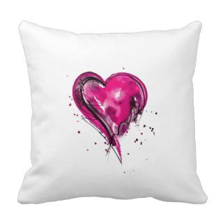 Pink Heart Watercolor Pillow
