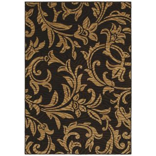 Regal Black Contemporary Floral Rug (7'8 x 10'10) Shaw Industries Accent Rugs
