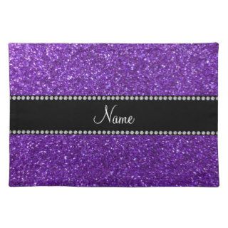 Personalized name purple glitter place mats