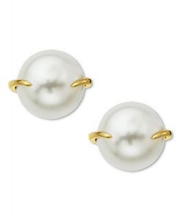 Pearl Earrings, 10k Gold Cultured Freshwater Pearl Claw Stud   Earrings   Jewelry & Watches