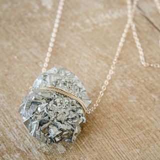 pyrite cluster druzy necklace by red ruby rouge