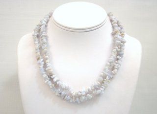 Blue Lace Agate Chip Nugget Necklace 36 Inch With Free Clasp   Other Products  
