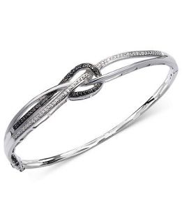Wrapped in Love Sterling Silver Bracelet, Black Diamond (1/5 ct. t.w.) and White Diamond Accent Knot Bangle   Bracelets   Jewelry & Watches