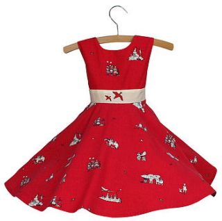 clara dress in red tea party by poppy