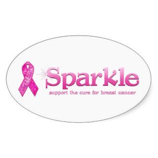 Pink Ribbon Sparkle gifts Oval Sticker