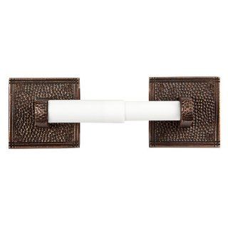 The Copper Factory CF136AN Solid Copper Toilet Tissue Holder with a Square Backplates, Antique Copper   Toilet Paper Holders  