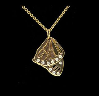 butterfly wings necklace with cubic zirconias by strange of london jewellery