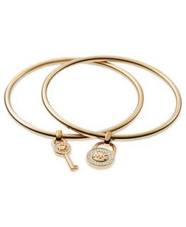 Michael Kors Gold Tone Lock and Key Charm Bangle Bracelets   Fashion Jewelry   Jewelry & Watches