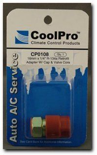 CoolPro R 134 Adapter With Red Cap and Valve Core, 16mm x 1/4" (CP0108) Automotive