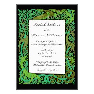 Forest Greens Celtic Animals Wedding Invitation