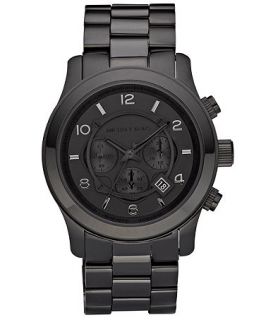 Michael Kors Mens Runway Black Ion Plated Stainless Steel Bracelet Watch 45mm MK8157   Watches   Jewelry & Watches