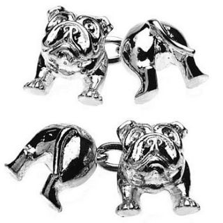 silver plated bulldog cufflinks by louie thomas menswear