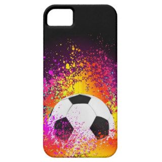 Neon Soccer Ball with Black Background iPhone 5 Covers