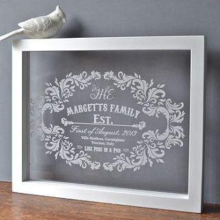personalised etched family artwork by clouds and currents