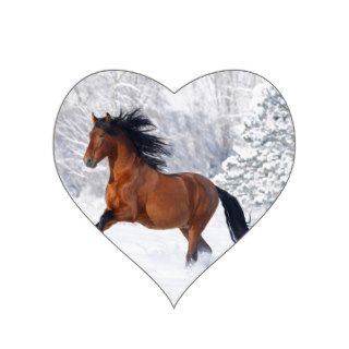 Horse Play In The Snow Heart Sticker