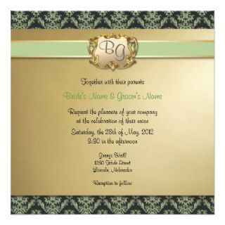 Sage Green & Gold Elegant Wedding Invite