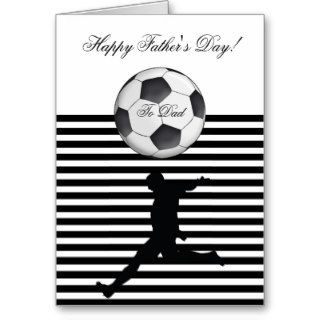 Happy Father's Day Soccer Ball Photo Stripe Greeting Cards