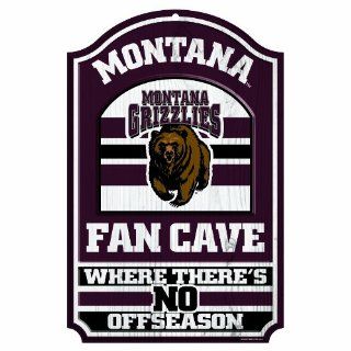 NCAA Montana Grizzlies 11 by 17 "Fan Cave" Wood Sign  Sports Fan Street Signs  Sports & Outdoors