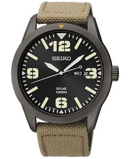 Seiko Mens Solar Beige Nylon Strap Watch 43mm SNE331   Watches   Jewelry & Watches