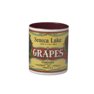 Seneca Lake Grapes, Vintage Fruit Crate Label Art Coffee Mugs