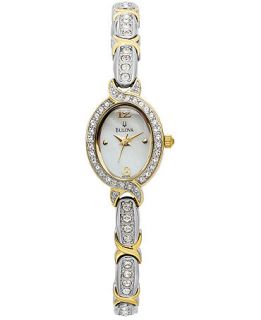Bulova Womens Crystal Two Tone Bangle Bracelet Watch 17mm 98L005   Watches   Jewelry & Watches