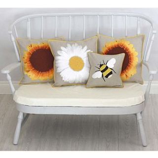 daisy, bee and sunflower cushions by heart & parcel