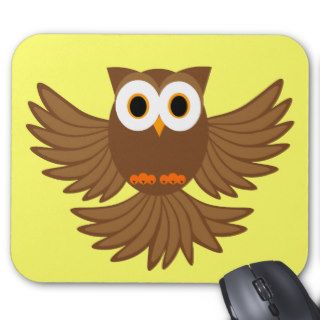 Cute Flying Night Owl Cartoon Mousepad