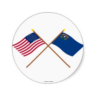 Crossed US 36 star and Nevada State Flags Sticker