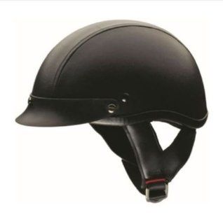HCI Leather Stripe Black Half Motorcycle Helmet. 100 131 Automotive
