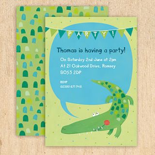 personalised crocodile party invitations by made by ellis