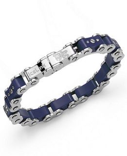 IceLink Stainless Steel Bracelet, Medium Navy Bicycle Bracelet   Bracelets   Jewelry & Watches