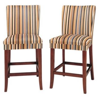 Sasha Upholstered Stripe Fabric Stool   24 (Set