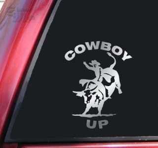 Cowboy Up Bull Rider Rodeo Vinyl Decal Sticker   Shiny Chrome Automotive