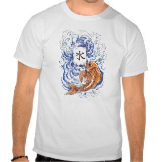 Cool Oriental Japanese Koi Carp Fish Wave tattoo Tshirts