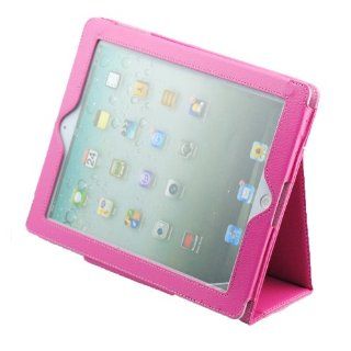 Colourful Case online For Apple iPad 2/3/4 Luxury PU Leather Flip Folio Stand Rotating Magnetic Cover Smart Case+Stylus+Protector (Pink) Cell Phones & Accessories