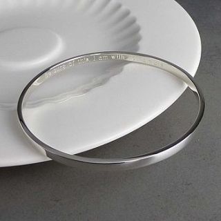 personalised silver bangle by hersey silversmiths