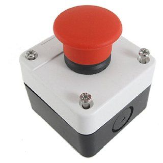 AC 240V 3A NC Momentary Red Mushroom Cap Push Button Control Station Automotive