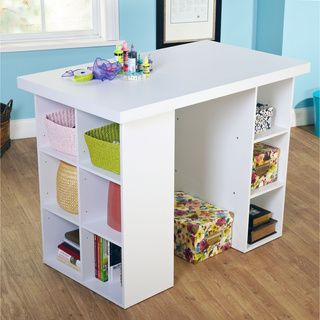 White Counter Height Craft Table Desks