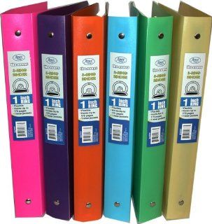 DDI   Flexible Poly Binders   1" Neon Colors (1 pack of 60 items)  Round Ring Binders 