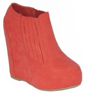 Basic Hidden Platform Wedge Heel Pleated Ankle Boot Women Coral Bootie Qupid Worthy 127a Shoes