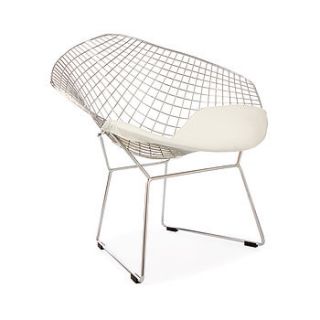 a white chrome diamond retro modern chair by ciel